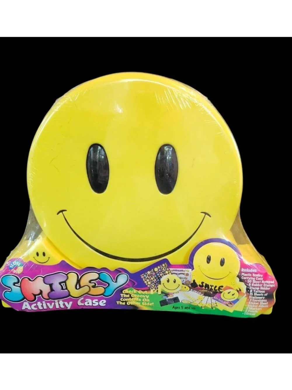 Smiley Kids Activity Case 1990s Retro Sealed Carry Case  Stationery Stickers Toy